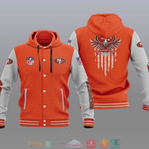 Nfl San Francisco 49Ers Eagle American Flag Baseball Jacket Hoodie