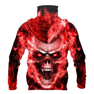 Nfl San Francisco 49Ers Red Flameskull 3D Hoodie Mask