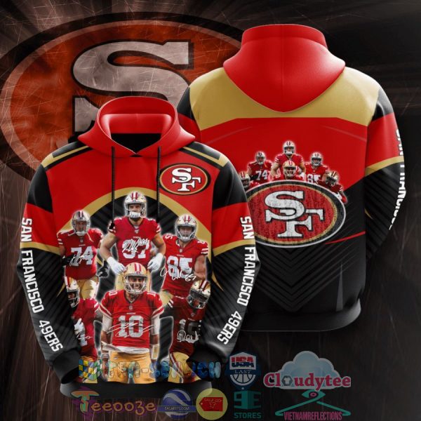 Nfl San Francisco 49Ers Signatures Hoodie 3D