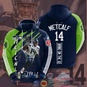 Nfl Seattle Seahawks Dk Metcalf 14 Bring On The 12 Hoodie 3D