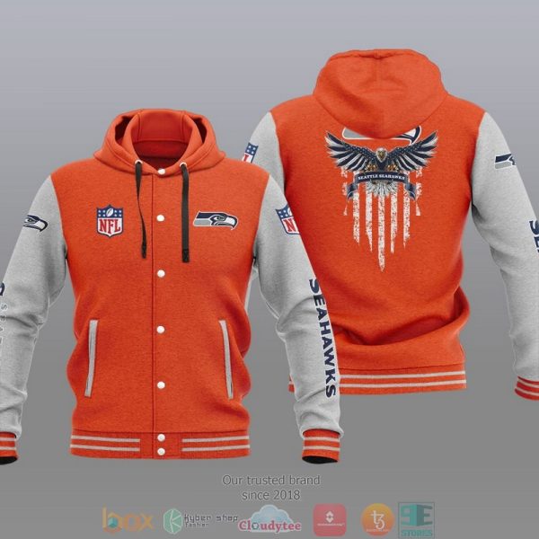 Nfl Seattle Seahawks Eagle American Flag Baseball Jacket Hoodie