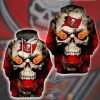 Nfl Tampa Bay Buccaneers Flame Skull Red 3D Hoodie