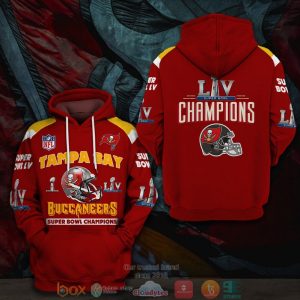 Nfl Tampa Bay Buccaneers Super Bowl Liv Champions Red 3D Hoodie