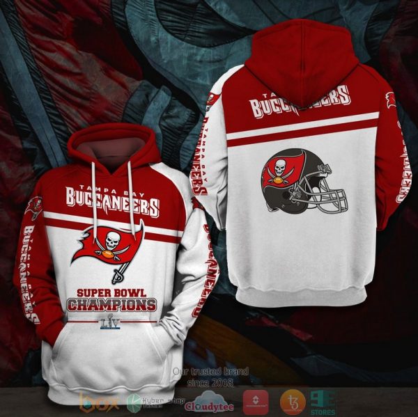 Nfl Tampa Bay Buccaneers Super Bowl Liv Champions Red White 3D Hoodie