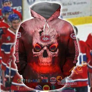 Nhl Montreal Canadiens Skull On Fire Hoodie 3D