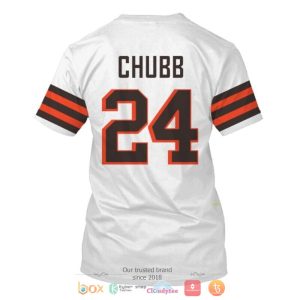 Nick Chubb 24 Cleveland Browns Nfl White 3D Shirt