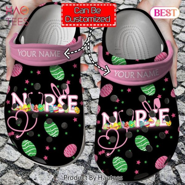 Nurse Crocs – Personalized Happy Easter Nurse Bunny Rabbit Holiday Clog Shoes For Men And Women