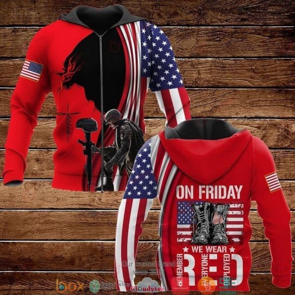 On Friday We Were Red Jesus Army Us Flag 3D Hoodie