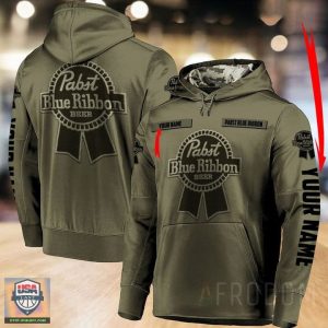 Pabst Blue Ribbon Army Custom Name 3D All Over Print Hoodie