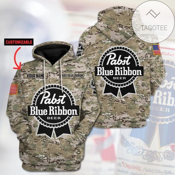 Pabst Blue Ribbon Camo Printed All Over Print Hoodie