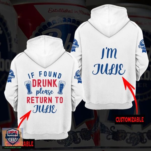 Pabst Blue Ribbon Couple Custom Name 3D Hoodie 01