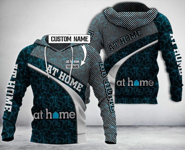 Personalized At Home Blue White Custom All Over Print 3D Hoodie