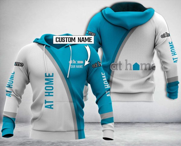 Personalized At Home White Blue Custom All Over Print 3D Hoodie