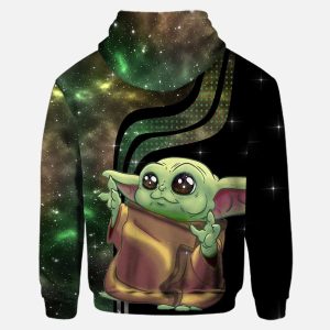 Personalized Baby Yoda Star Wars Black Green 3D Hoodie