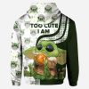 Personalized Baby Yoda Too Cute I Am Green White 3D Hoodie