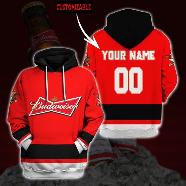 Personalized Budweiser Red Custom 3D Hoodie