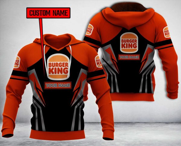 Personalized Buger King Orange Black Custom All Over Print 3D Hoodie