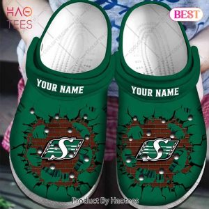 Personalized CFL Saskatchewan Roughriders Broken Wall Crocs