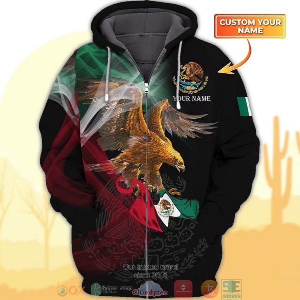 Personalized Coat Of Arms Mexico Flag Custom Black Zip Hoodie