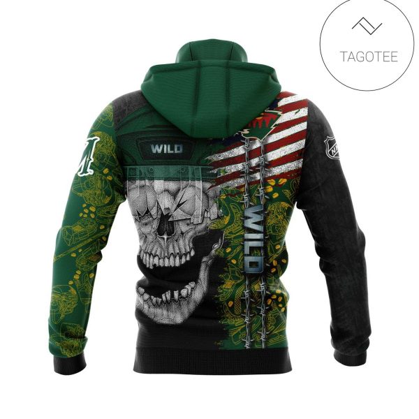 Personalized Custom Name Minnesota Wild Skull Gaiter Mask Hoodie