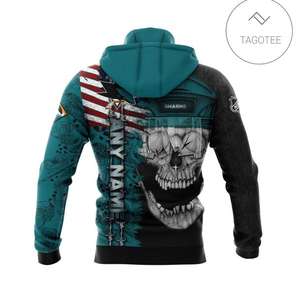 Personalized Custom Name San Jose Sharks Skull Gaiter Mask Hoodie