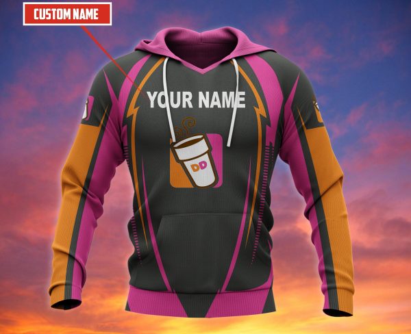 Personalized Dunkin’ Donuts Grey Pink Custom All Over Print 3D Hoodie