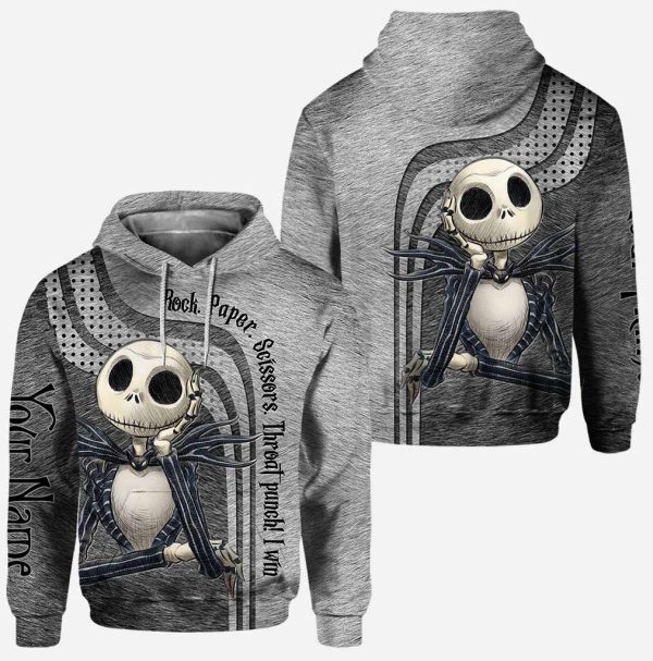 Personalized Jack Skellington Rock Paper Scissors Custom 3D Hoodie