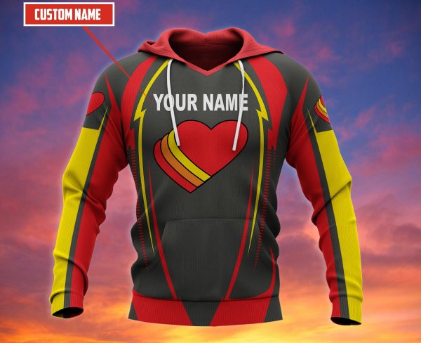 Personalized Love’S Grey Red Custom All Over Print 3D Hoodie