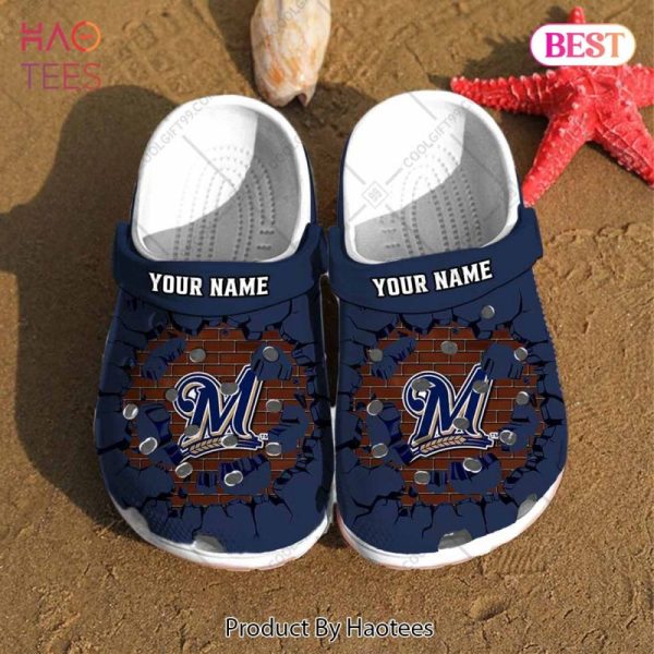 Personalized MLB Milwaukee Brewers Broken Wall Crocs