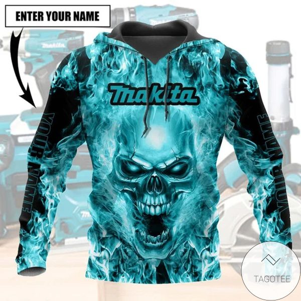 Personalized Makita Skull Fire Flame Hoodie