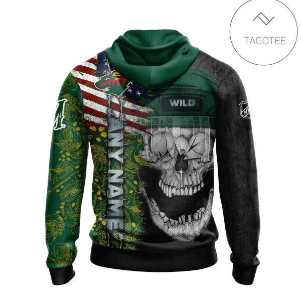 Personalized Minnesota Wild Skull Hoodie