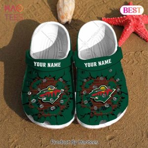 Personalized NHL Minnesota Wild Broken Wall Crocs