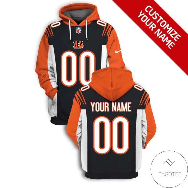 Personalized Name And Number Cincinnati Bengals Orange Black Mix Color Hoodie