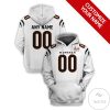 Personalized Name And Number Cincinnati Bengals White Hoodie