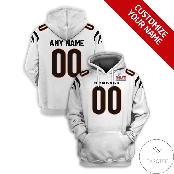 Personalized Name And Number Cincinnati Bengals White Hoodie