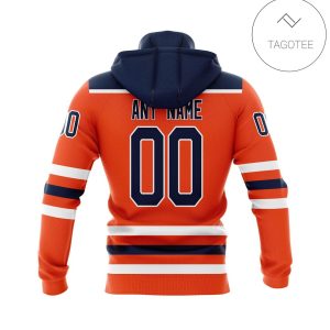 Personalized Name And Number Edmonton Oilers With 50 Years Anniversary Mask Hoodie