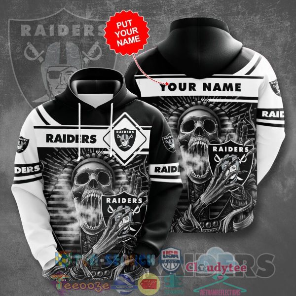 Personalized Name Nfl Las Vegas Raiders Skull Hoodie 3D