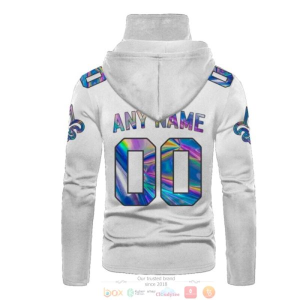 Personalized New Orleans Saints White Hologram Nfl Custom 3D Hoodie Mask