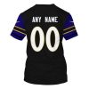 Personalized Nfl Baltimore Ravens Dark Blue 3D Shirt