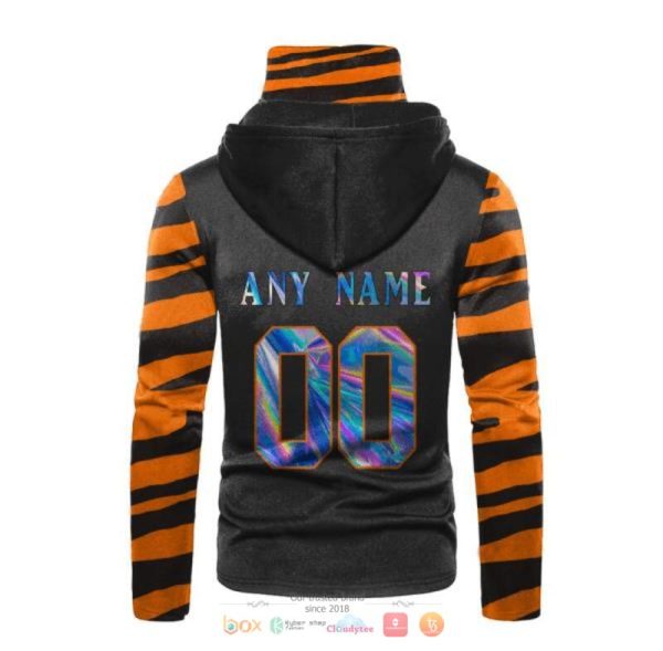 Personalized Nfl Cincinnati Bengals Black Orange Stripe Hologram Hoodie Mask