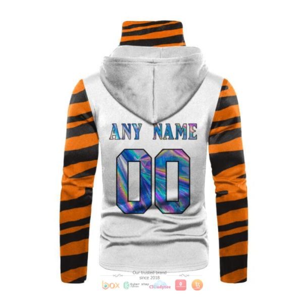 Personalized Nfl Cincinnati Bengals White Orange Stripe Hologram Hoodie Mask