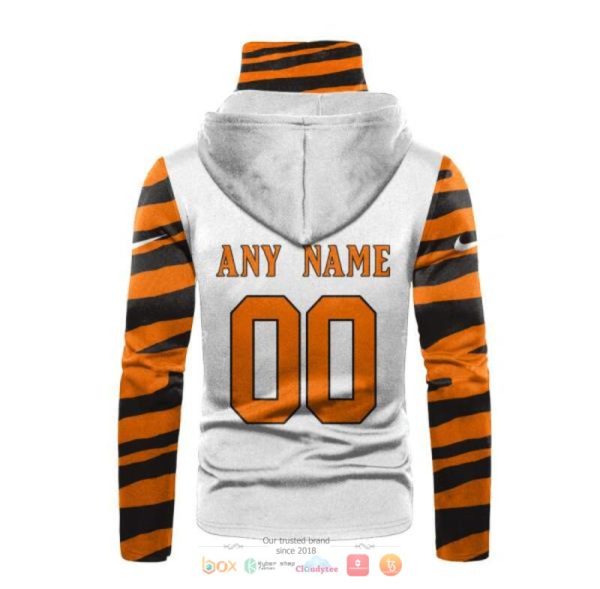 Personalized Nfl Cincinnati Bengals White Orange Stripe Hoodie Mask