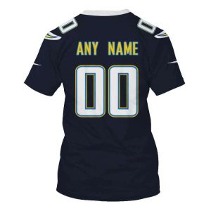 Personalized Nfl Los Angeles Chargers Navy 3D Shirt