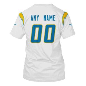 Personalized Nfl Los Angeles Chargers White Blue 3D Shirt