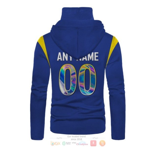 Personalized Nfl Los Angeles Rams Blue Hologram Custom 3D Hoodie Mask