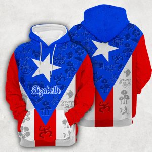 Personalized Puerto Rico Flag And Symbol Custom Hoodie