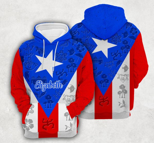 Personalized Puerto Rico Flag And Symbol Custom Hoodie