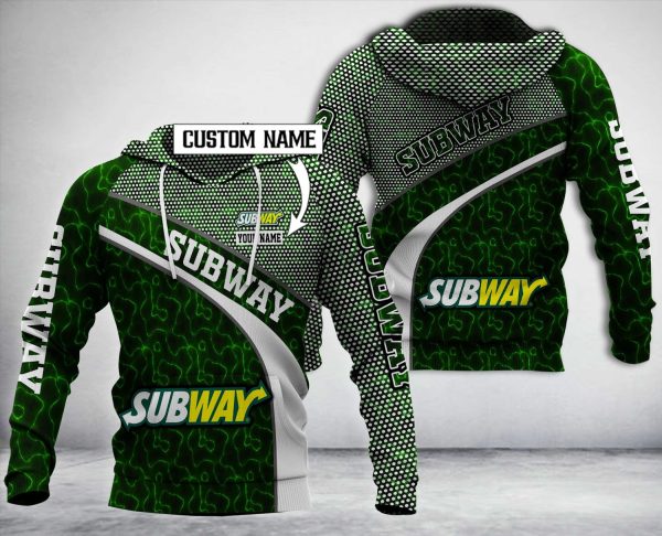 Personalized Subway Green White Custom All Over Print 3D Hoodie