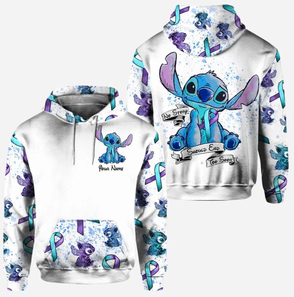 Personalized Suicide Prevention Stitch No Story Should End Too Soon 3D Hoodie