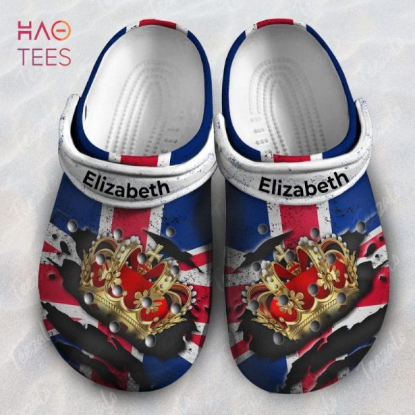 Personalized Tudor Crown UK Flag Clog Crocs Shoes Gift for UK Lover